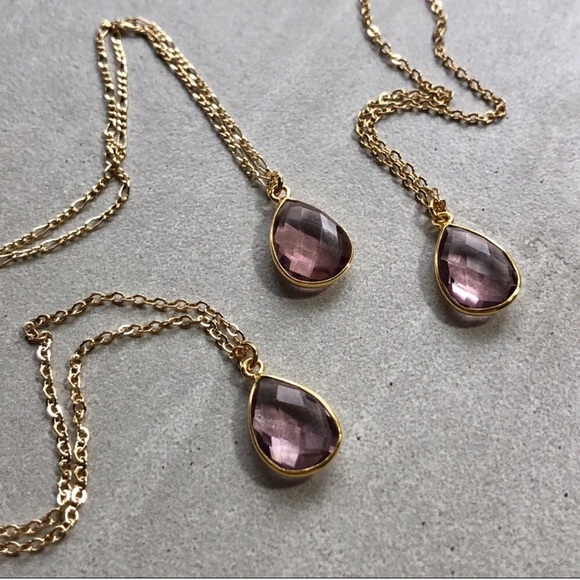 Morganite Gemstone 18k Gold Teardrop Necklace - Picture 2 of 7